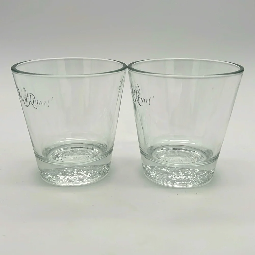Crown Royal Canadian Whiskey Embossed Rocks Tumbler Bar Glasses (Set of 2)